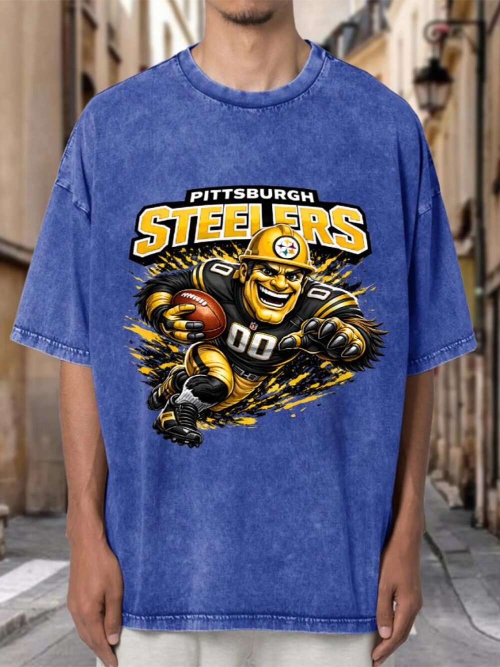 Pittsburgh Steelers Mascot Vintage Wash NFL Tee PXTN9MQMFO03